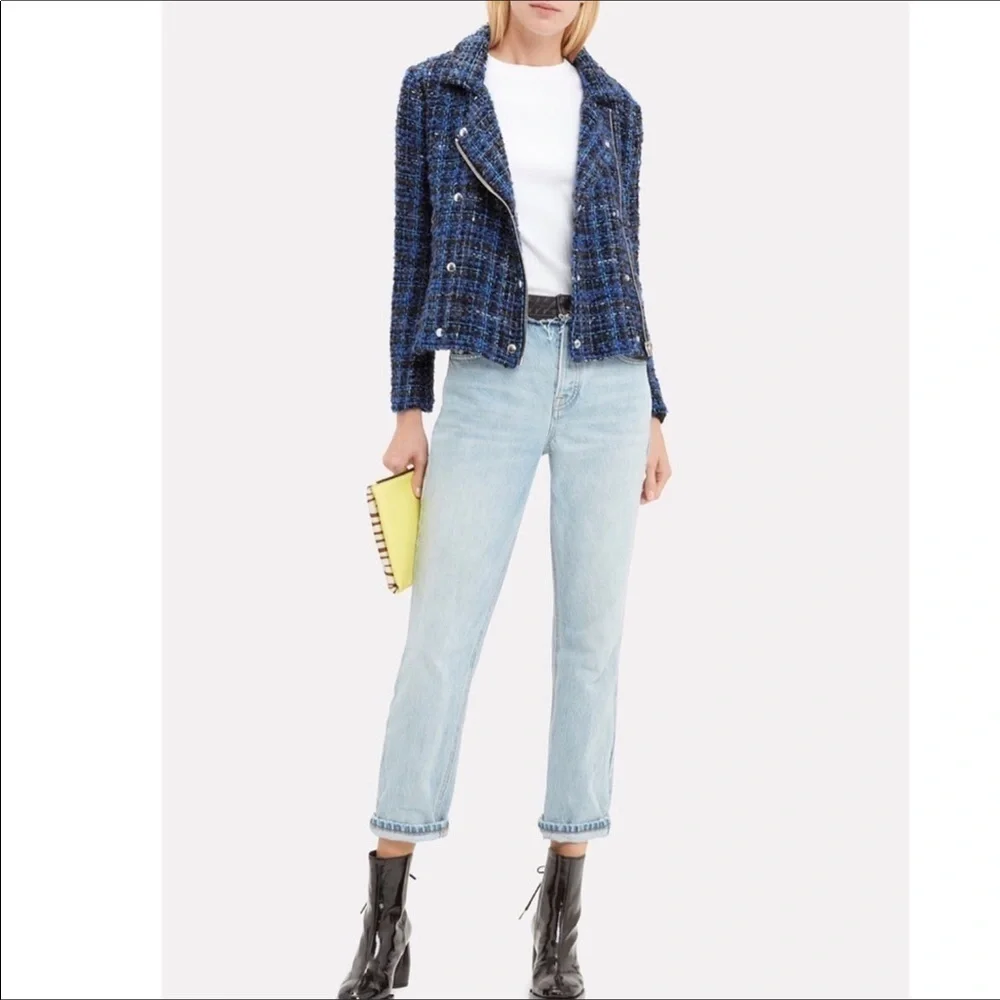 IRO Paris Skye Plaid Moto Tweed Jacket - Picture 3 of 14